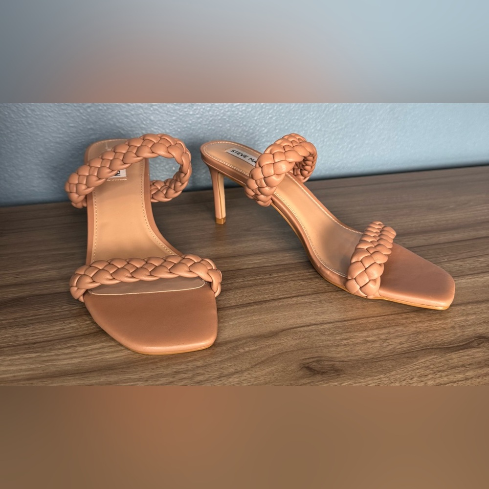Steve Madden Tan Braided Heeled Sandals